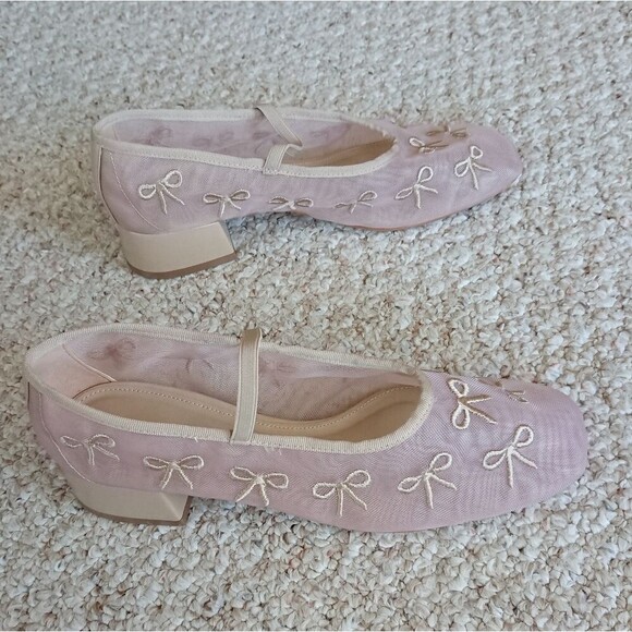 Anthropologie Maeve Chic Bow Embroidered Mary Jane Shoes size 38.5 - Picture 5 of 12